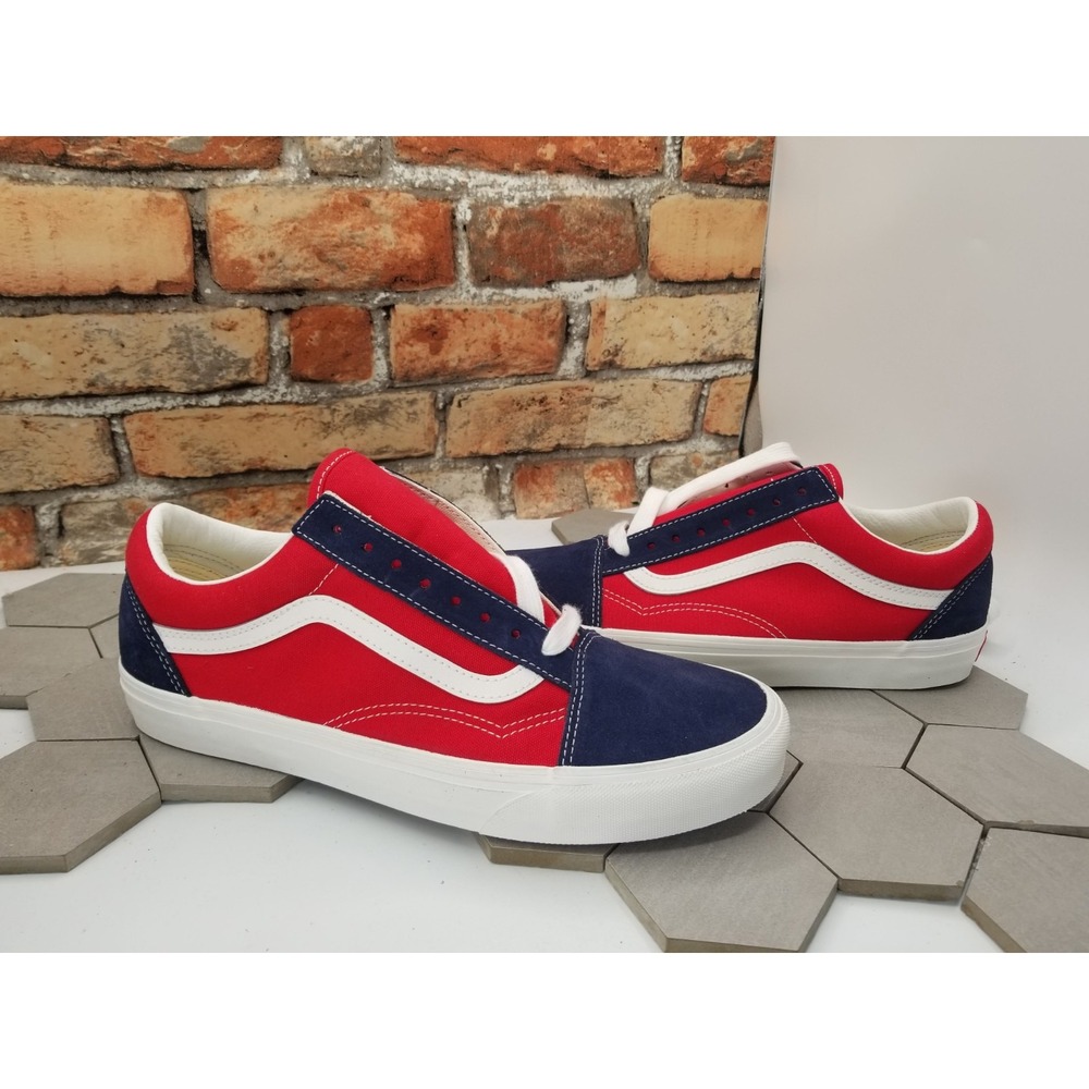 Vans Old Skool 2-Tone Navy Red White Skate Retro Sneaker Mens Size 10 Lx Premium